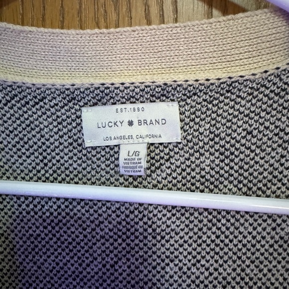Lucky Brand Black and Cream Geometric Cardigan - Picture 3 of 3